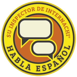 Su Inspector de InterNACHI Habla Español logo, a yellow and orange seal with two speech bubbles