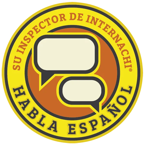 Su Inspector de InterNACHI Habla Español logo, a yellow and orange seal with two speech bubbles