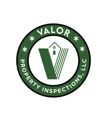 logo of valor property inspections that shows the name in a round circular logo with the text saying ' Valor property inspections, LLC"