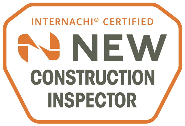 InterNACHI Certified New Construction Inspector logo, an orange and gray badge with an N icon