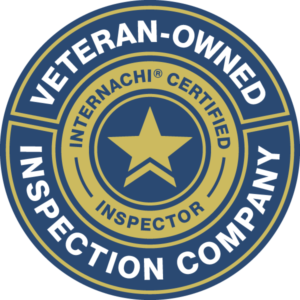 InterNACHI Certified Veteran-Owned Inspection Company logo, a blue and gold seal with a star