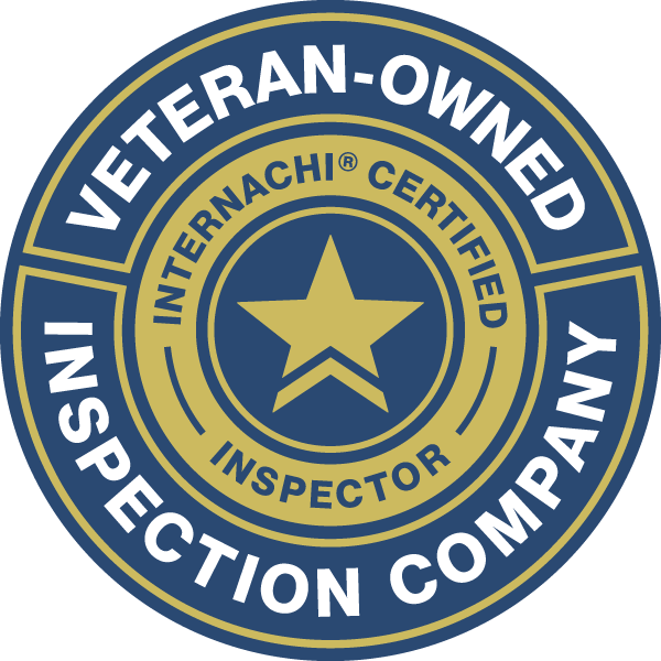 InterNACHI Certified Veteran-Owned Inspection Company logo, a blue and gold seal with a star